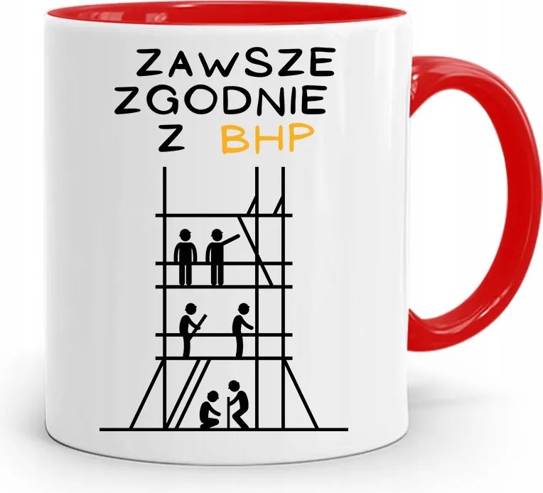 Piros Építőipari Bögre Barkácsoló Szakember Ajándék fényképes nyomtatással