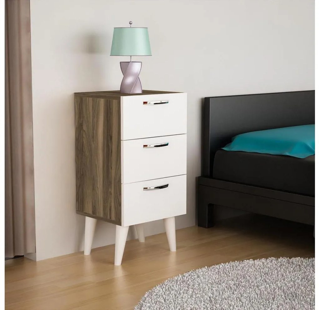 Éjjeli szekrényke BELLINI 80x40 cm barna/fehér