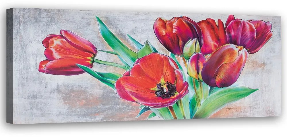 Gario Vászonkép Csokor piros tulipán Méret: 120 x 40 cm
