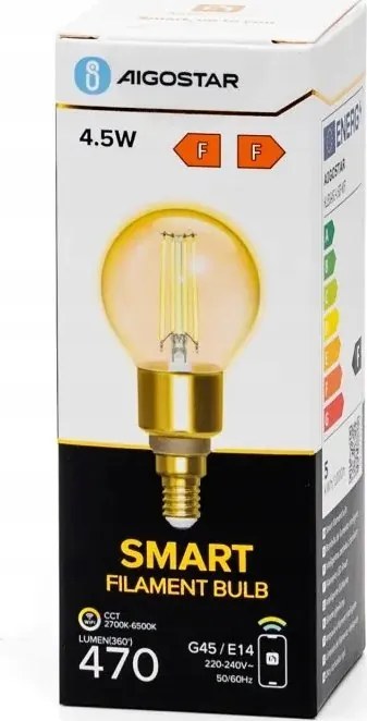 Aigostar Intelligens izzó Smart G45 E14 470lm Borostyánsárga