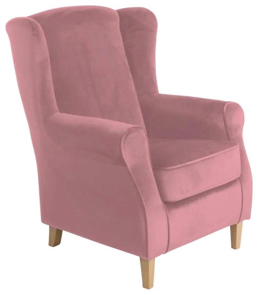 Lorris Velour Rose rózsaszín füles fotel - Max Winzer