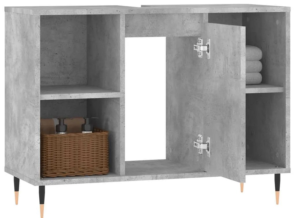 betonszürke szerelt fa fürdőszobaszekrény 80 x 33 x 60 cm