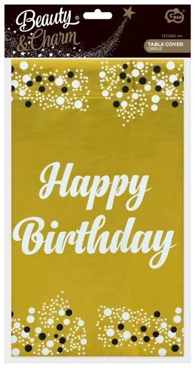 Arany Happy Birthday B&amp;C Gold fólia asztalterítő 137x183 cm