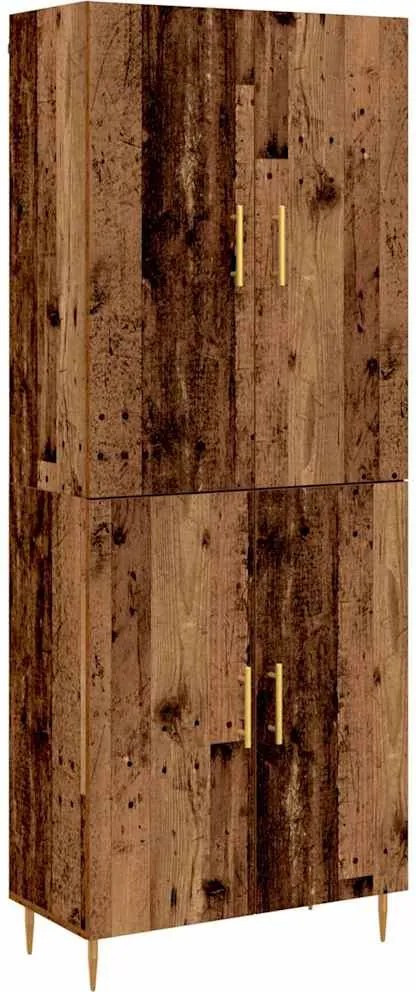 vidaXL Magasfiú Falra szerelhető Régi fa 69,5 x 34 x 180 cm Faanyag
