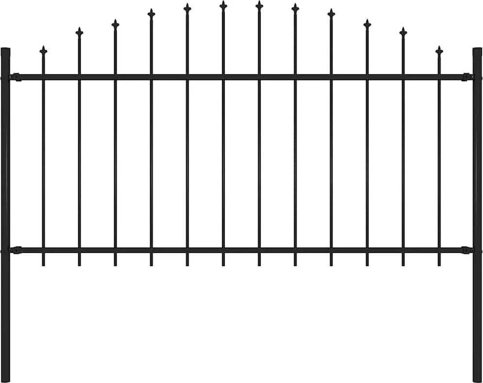 vidaXL fekete acél kerti kerítés lándzsás tetejű 170 x 150 cm