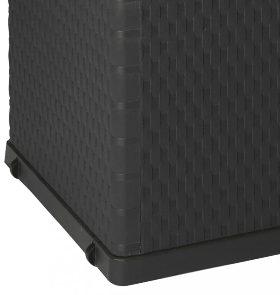 antracitszürke PP rattan kerti tárolóláda 120 x 56 x 63 cm