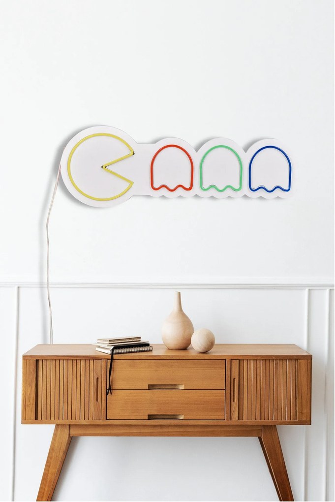 Műanyag LED-es fali dekoráció, Pacman - Multicolor