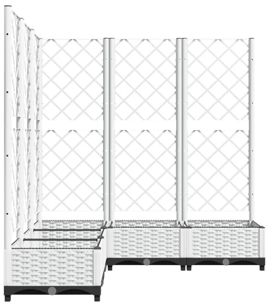fehér polipropilén rácsos kerti ültetőláda 120 x 120 x 121,5 cm