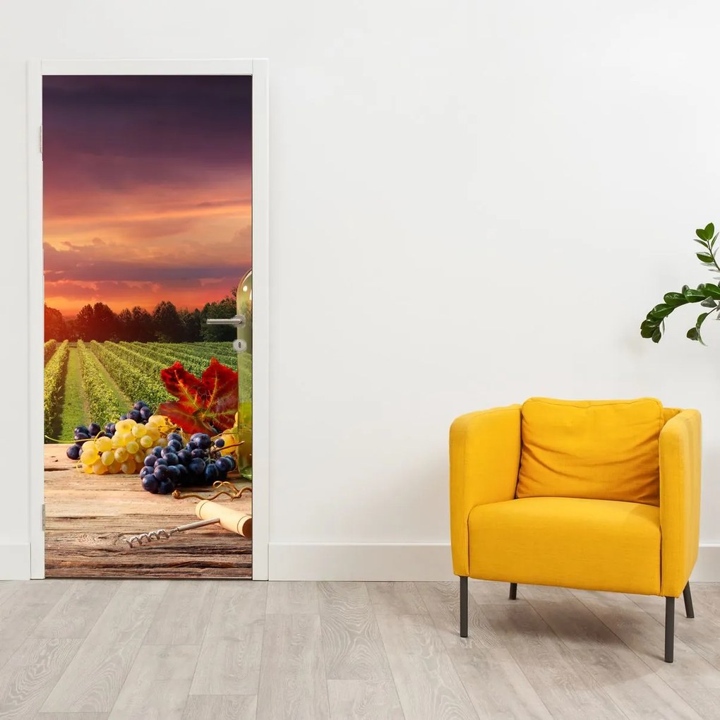 Fotótapéta ajtóra - Szőlőskert borral (95x205cm)