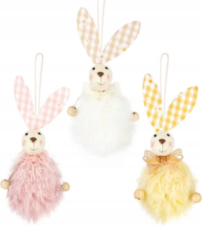 Húsvéti dekoráció medál szőrös nyuszi, 1 db húsvét