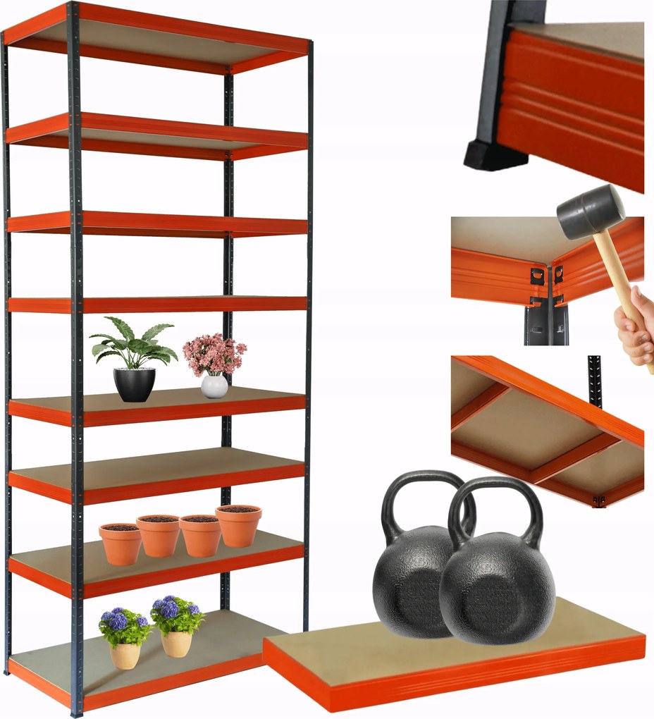 Tárolószekrény fém állvány Helios 270x90x40cm 8Px275kg Tömör