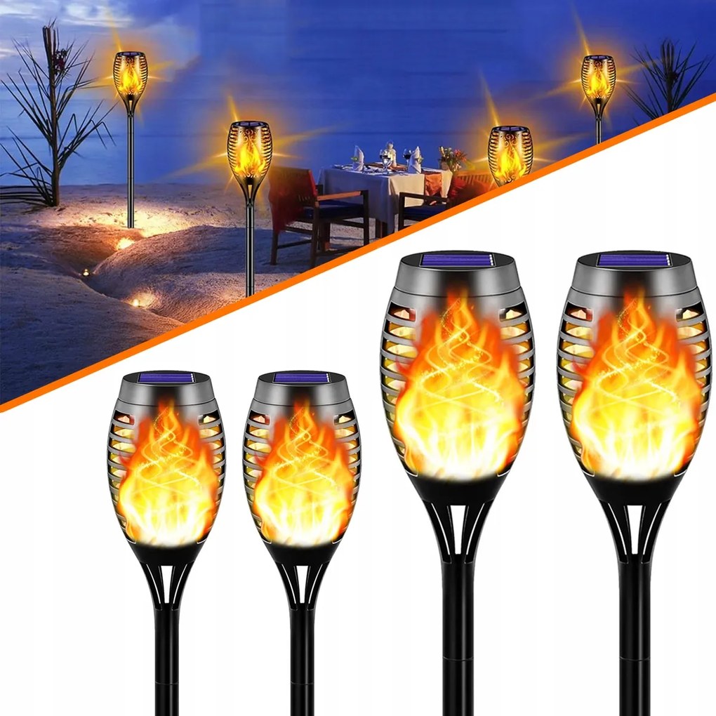 4 db-os napelemes lámpa szett Fáklya hatás Tűz Láng Led