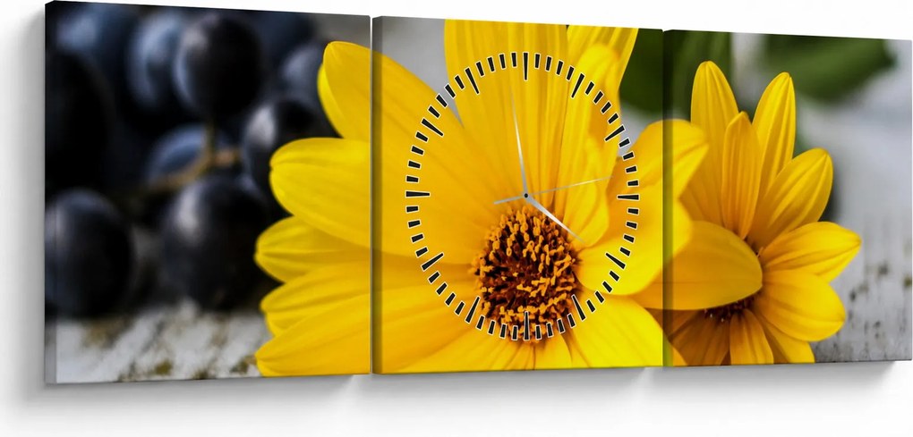 Sárga virág képe (órával) (90x30 cm)
