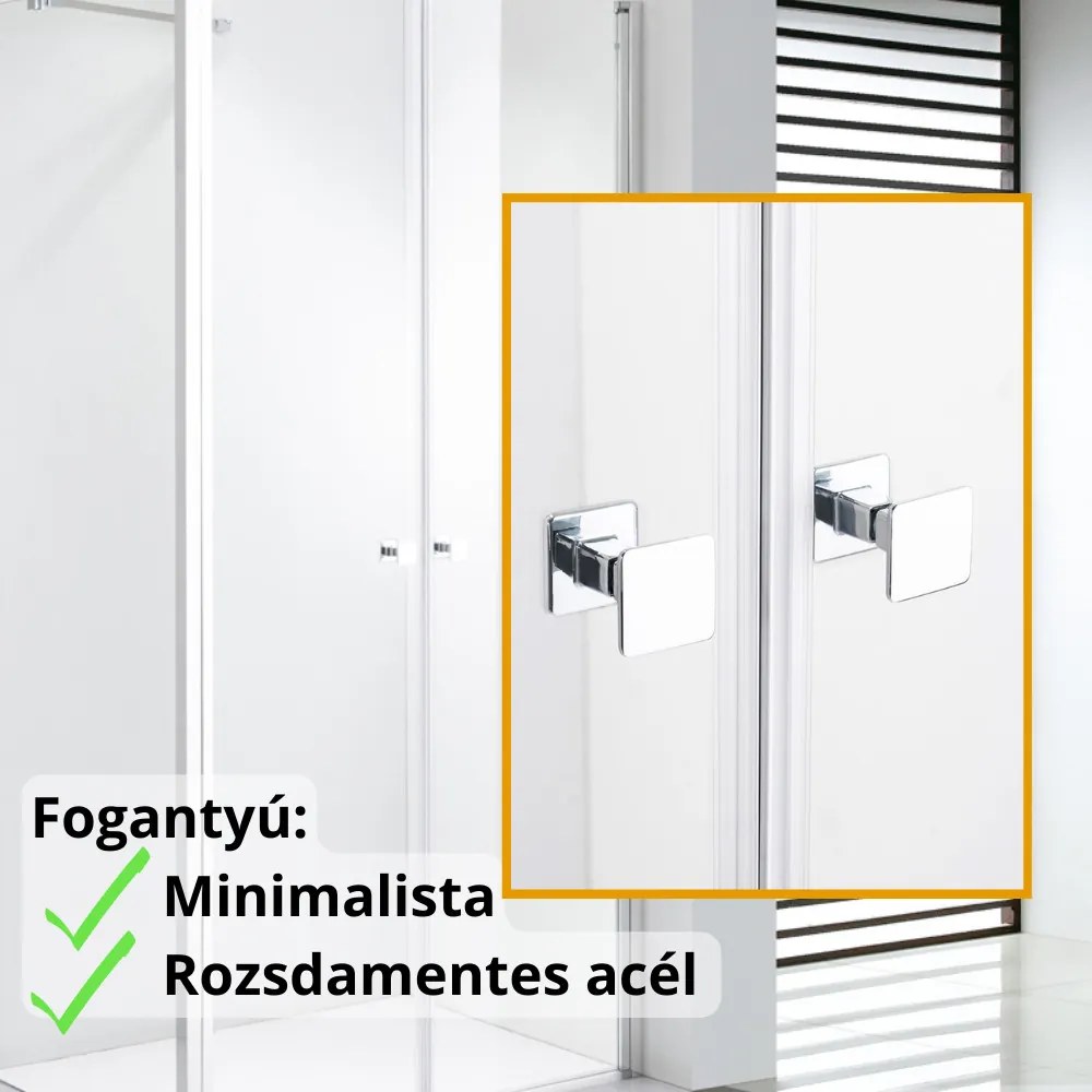 Stuxi Roma 100x120 aszimmetrikus kétszárnyú nyílóajtós zuhanykabin 6 mm vízlepergető biztonsági üveggel, króm