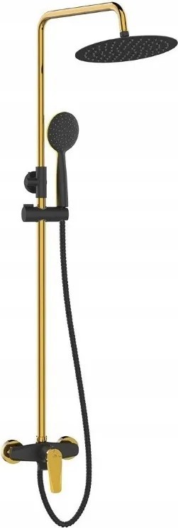 Fali zuhanyszett csapteleppel és esőztetővel fekete-arany