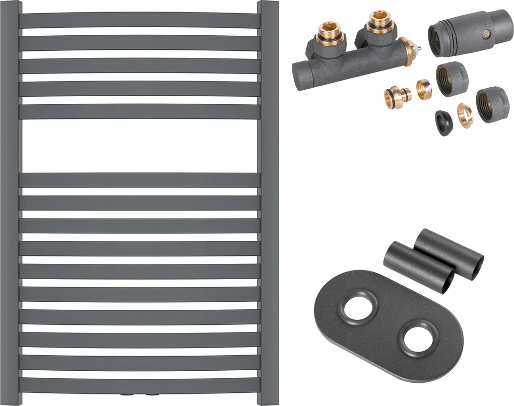 Grafit színű létra radiátor fürdőszobába, tartozékokkal
