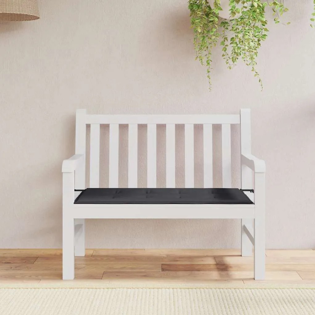 fekete oxford szövet kerti padpárna 120x50x4 cm