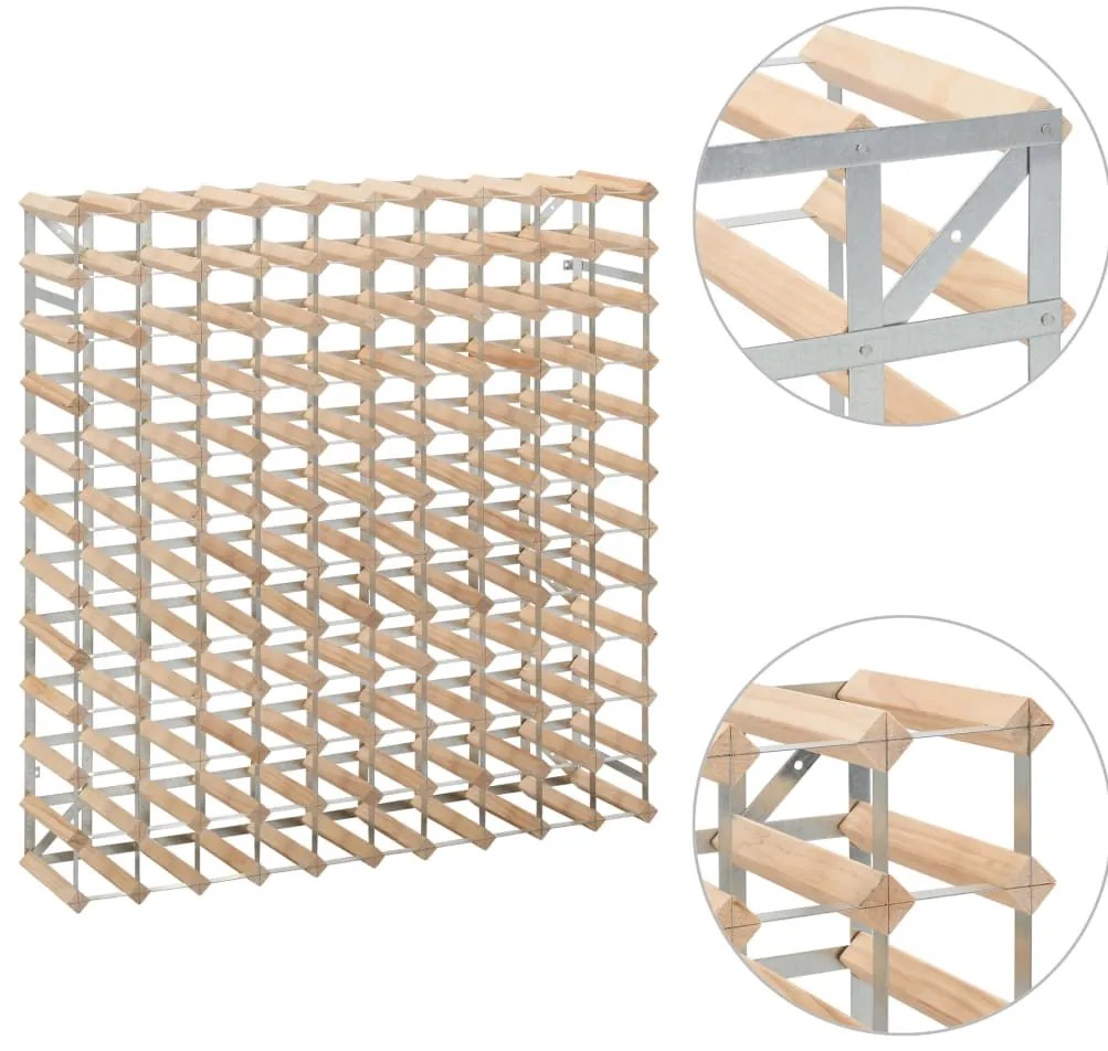 Tömör fenyőfa bortartó állvány 120 palackhoz