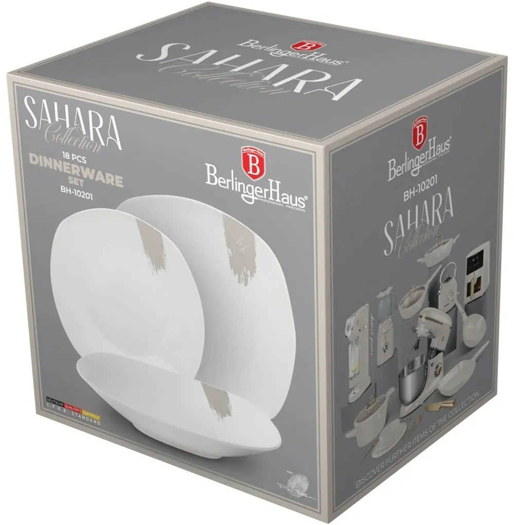 BerlingerHaus 18 darabos Sahara tányérkészlet,fehér-krém