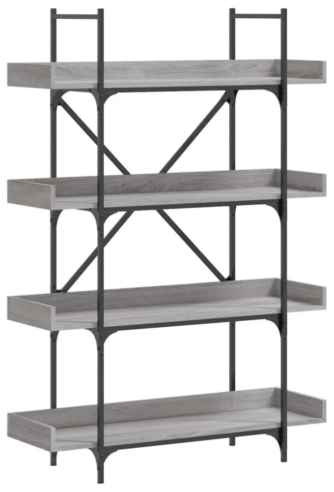 4-szintes szürke sonoma szerelt fa könyvespolc 100x33x145,5 cm