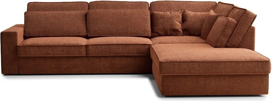 Rézszínű zsenília sarokkanapé (jobb oldali-L alakú) Kirou – Maison de Rêve