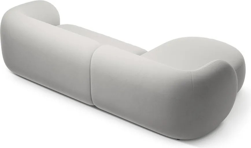 Világosszürke bársony sarokkanapé (bal oldali-heverő résszel) Kate – Micadoni