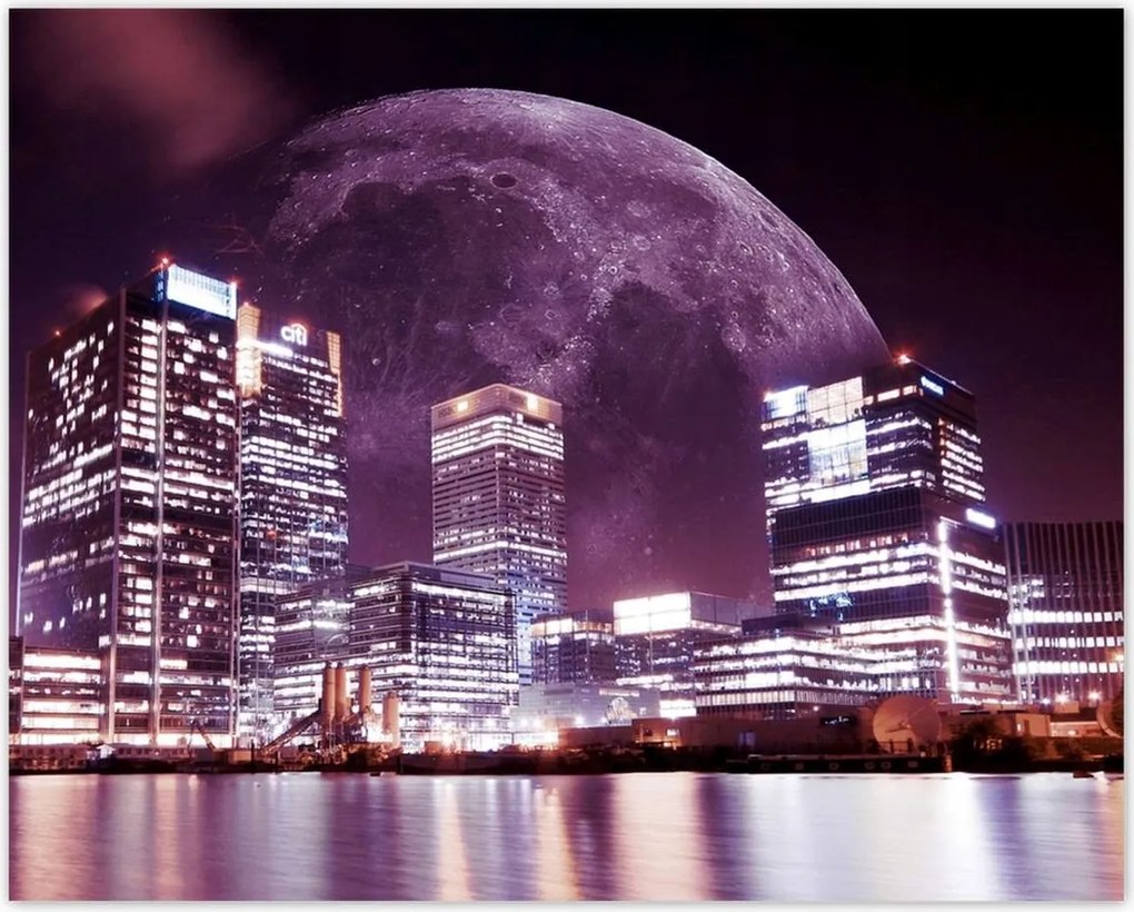 Poszterek 50x40 Lila város éjszaka