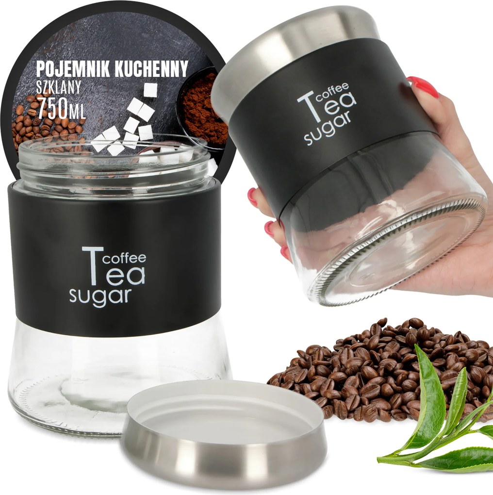 Ételtároló Doboz 750ml Befőttesüveg Kávé Tea Cukor Fedél Üveg Jb