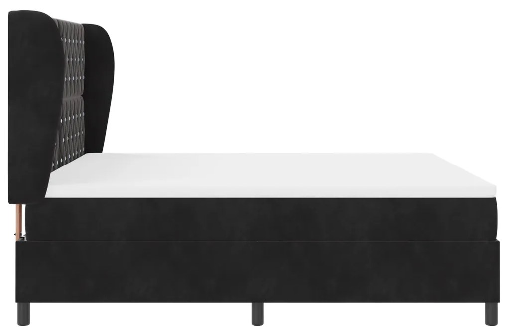 Boxspring Ágy Matrac Fekete 180x200 cm Bársony