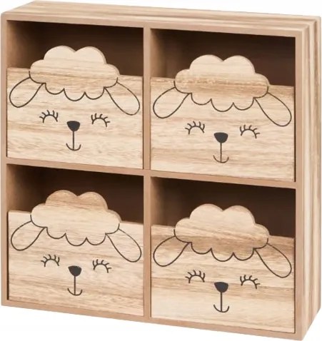 Mini Gyerek Komód Asztali Gombos Dekoráció Fa Bárány 27cm