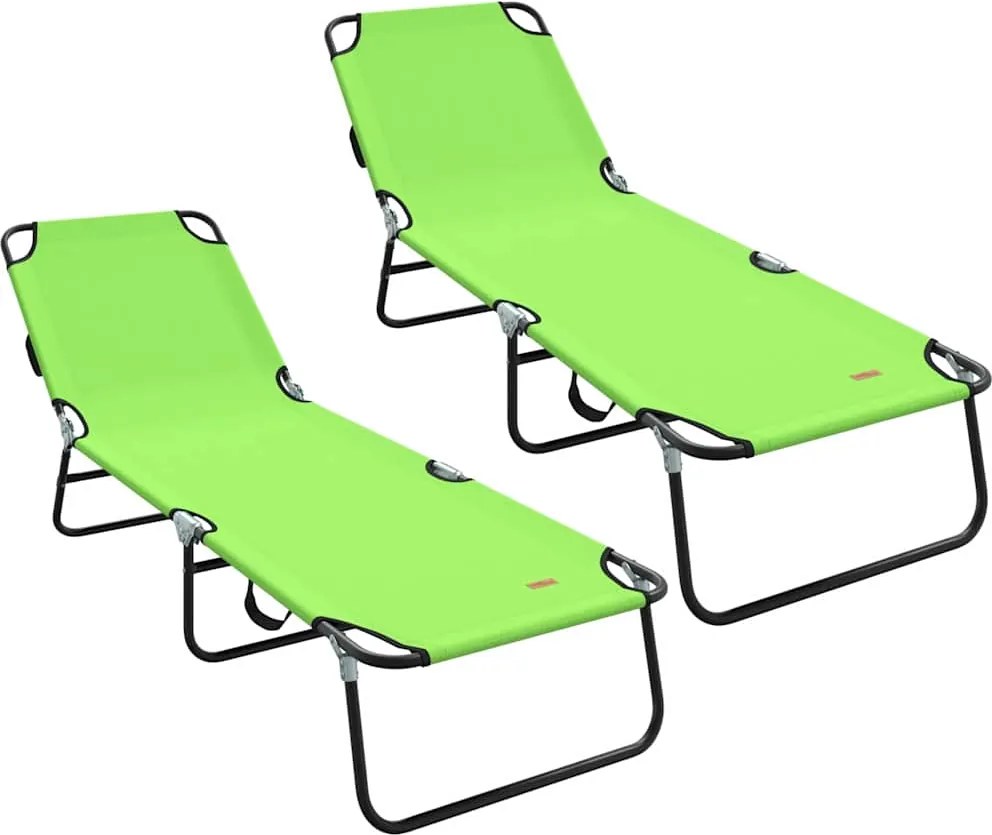 vidaXL Összecsukható nyugágy 2 pcs Zöld 188 x 57 x 86,5 cm Poliészter