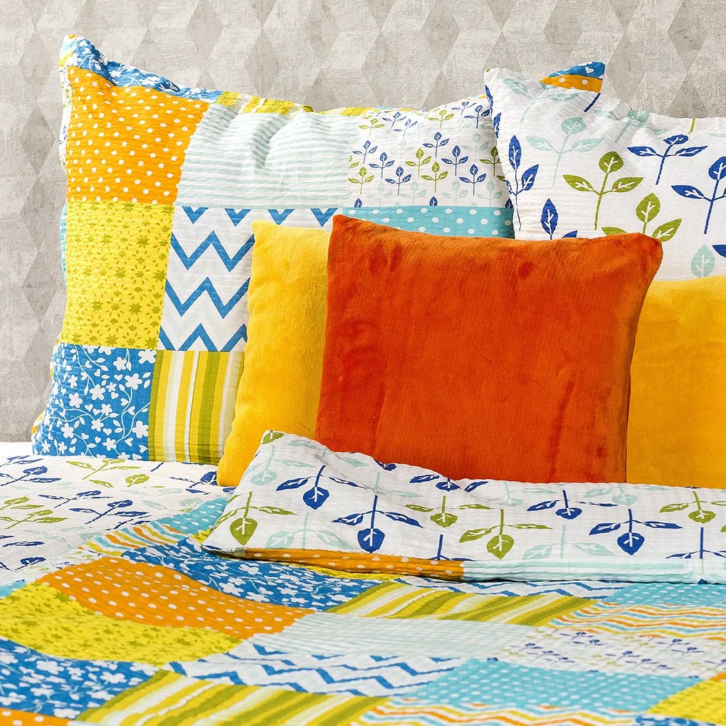 4Home Patchwork blue Krep ágyneműhuzat, 140 x 200 cm, 70 x 90 cm, 140 x 200 cm, 70 x 90 cm