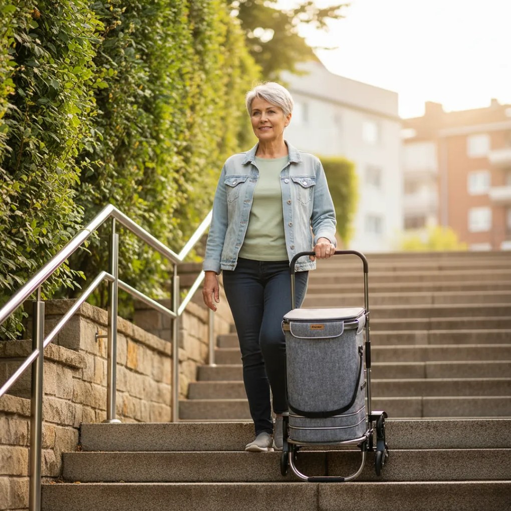 COMFORT bevásárlótáska lépcsőjáró kerekekkel, 50l, szürke Jurhan