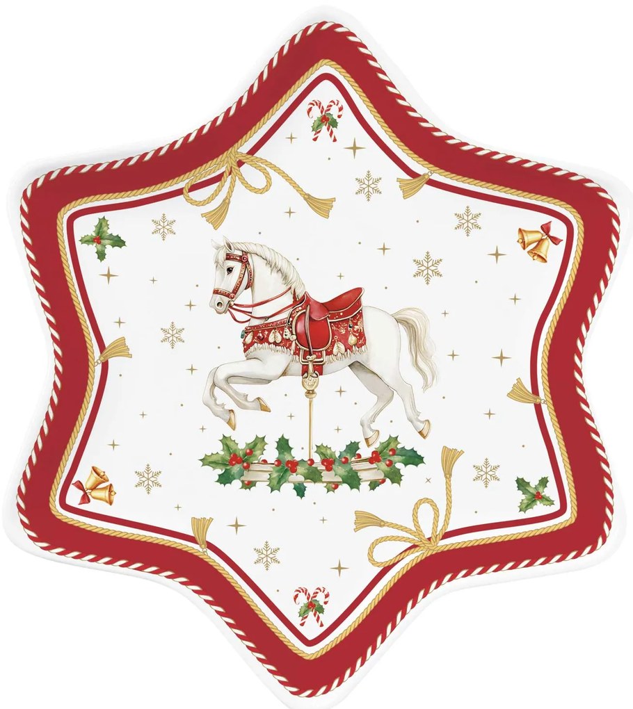 Karácsonyi porcelán csillag tányér díszdobozban Christmas Tale