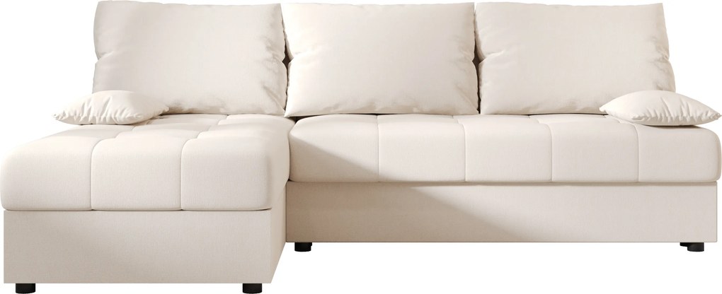 Ágyazható, kétoldalas L alakú kanapé VENORIA SLIM 200x143 cm, krém színű + 2 db díszpárna INGYEN