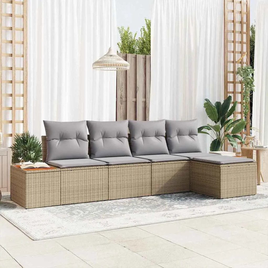 Kerti Kanapé Szett 5 pcs bézs és világosszürke 184 x 62 x 85 cm