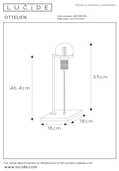 Lucide 30571/01/30 - Asztali lámpa OTTELIEN 1xE27/60W/230V