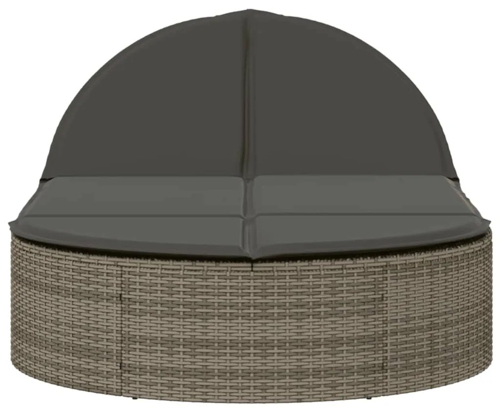 szürke polyrattan dupla napozóágy párnával