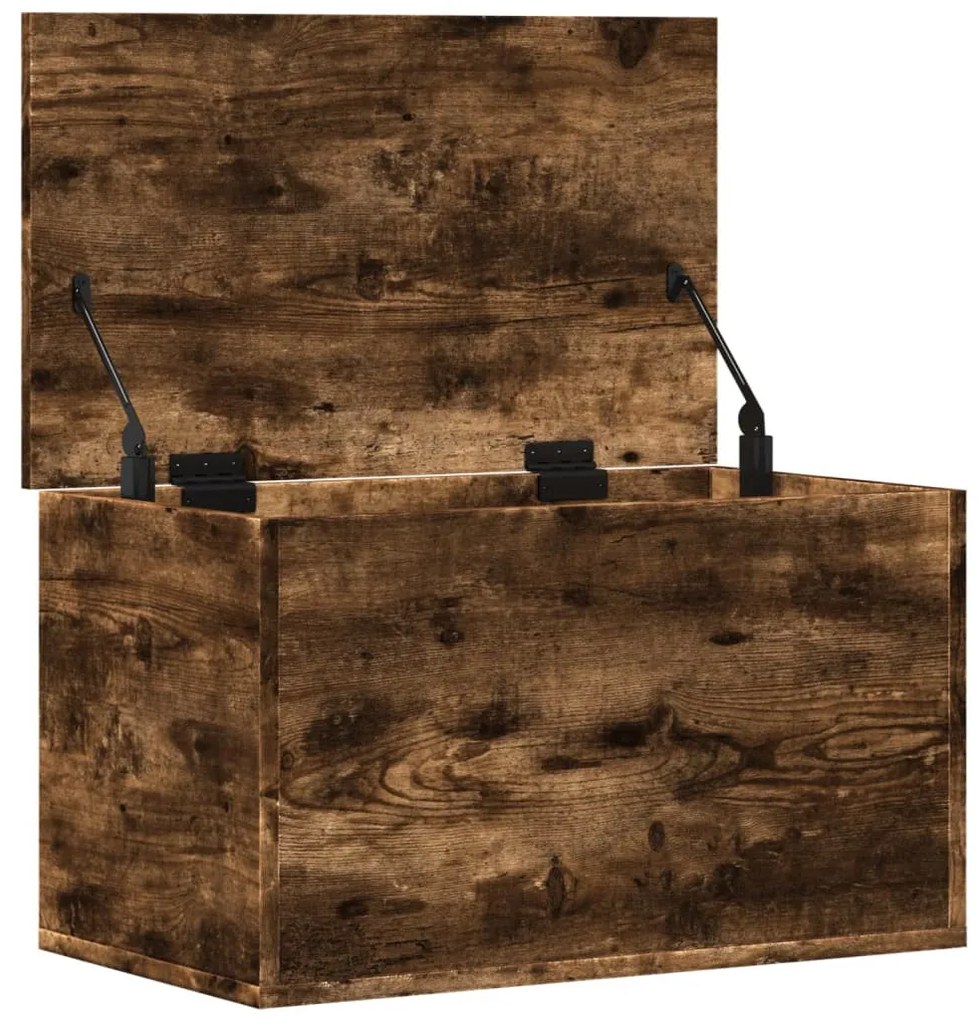füstös tölgy színű szerelt fa tárolóláda 60 x 35 x 35 cm
