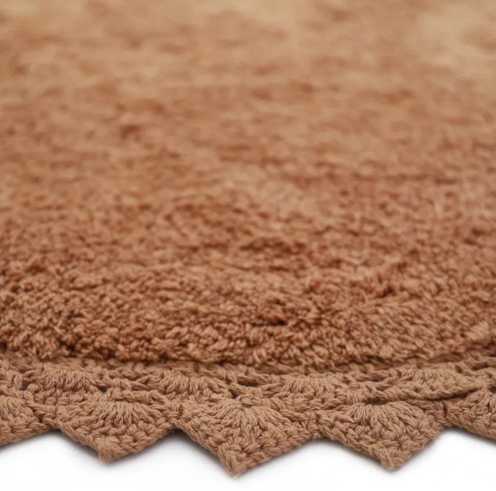 Téglavörös mosható kézi szövésű pamut kerek szőnyeg ø 110 cm Perla Toffee – Nattiot