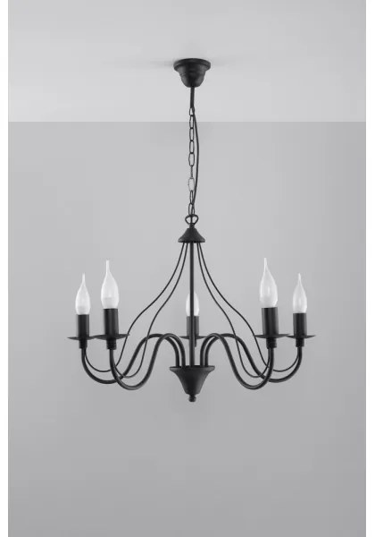 Csillár láncon MINERWA 5 5xE14/40W/230V fekete