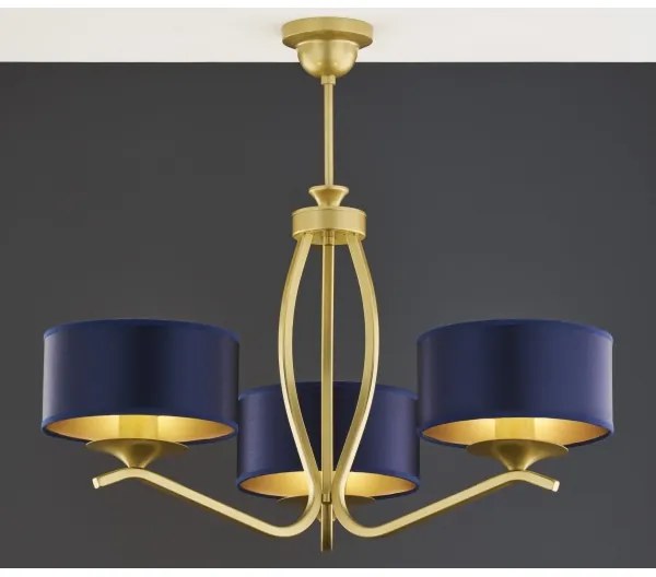 Jupiter 2113 - KASZMIR rúdra szerelhető csillár 3xE27/15W/230V kék/arany