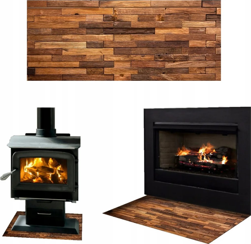 Kandalló Ablak Állvány Edzett Üveg Méret 52x35cm Parketta Grafika