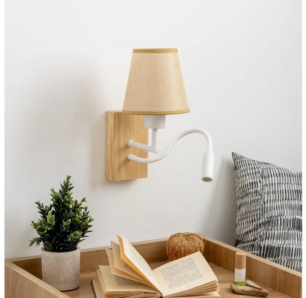 Brilagi - LED Fali lámpa NUBILA WOOD 1xE27/25W/230V +LED/3W tölgy/világosbarna