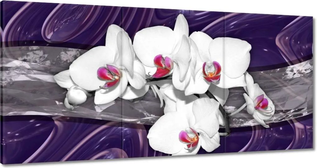 Vászonkép 180x90 Mozaik fehér orchideával
