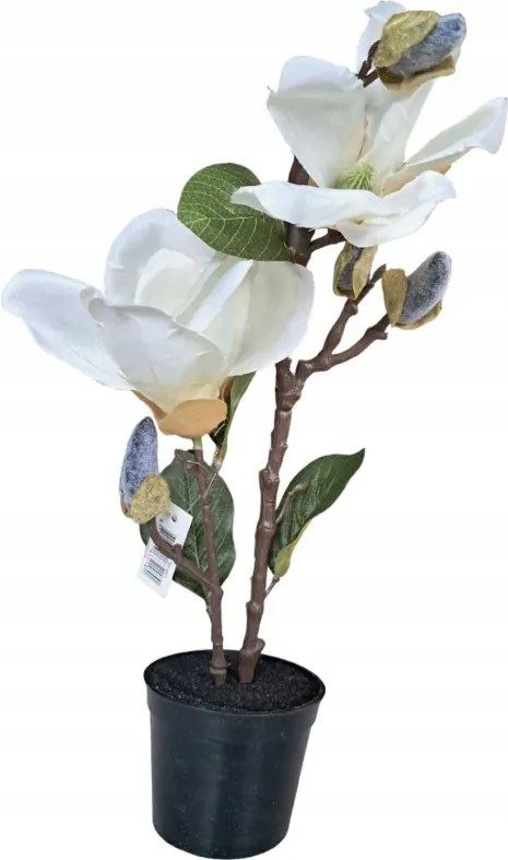 Magnolia virág 40cm művirág cserépben fehér