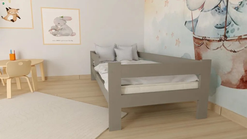 Ala fenyő gyerekágy szürke 90x200 + ajándék ágyrács
