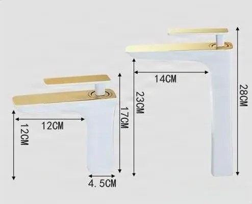 Mosdócsaptelep EYN GU2239 egykaros kivitelben, 17 vagy 28 cm, arany, fehér és fehér-arany felülettel — 17 cm