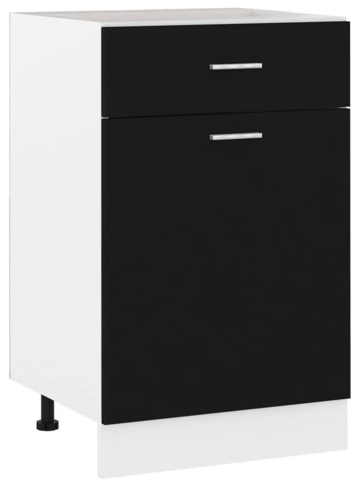 “Lyon” fekete szerelt fa fiókos alsószekrény 50 x 46 x 81,5 cm