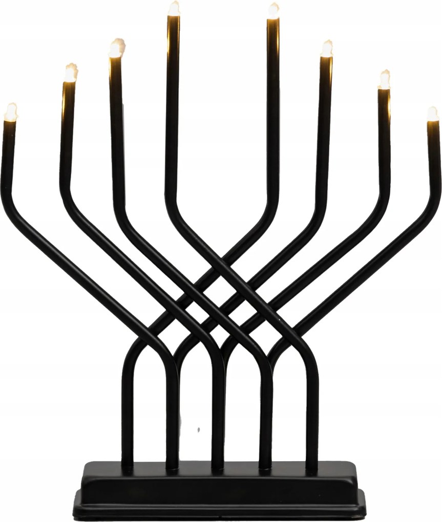 Adventi Gyertyatartó Led Fém Időzítővel 8 Lámpa 32 X 27 CM Fekete